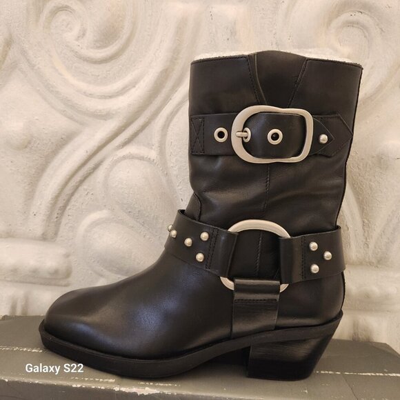 Arezzo "Kaia" Block Bootie Leather Biker style. NIB. Size 6 - Picture 2 of 12